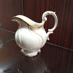 Vintage German Porcelain Creamer Golden Trim